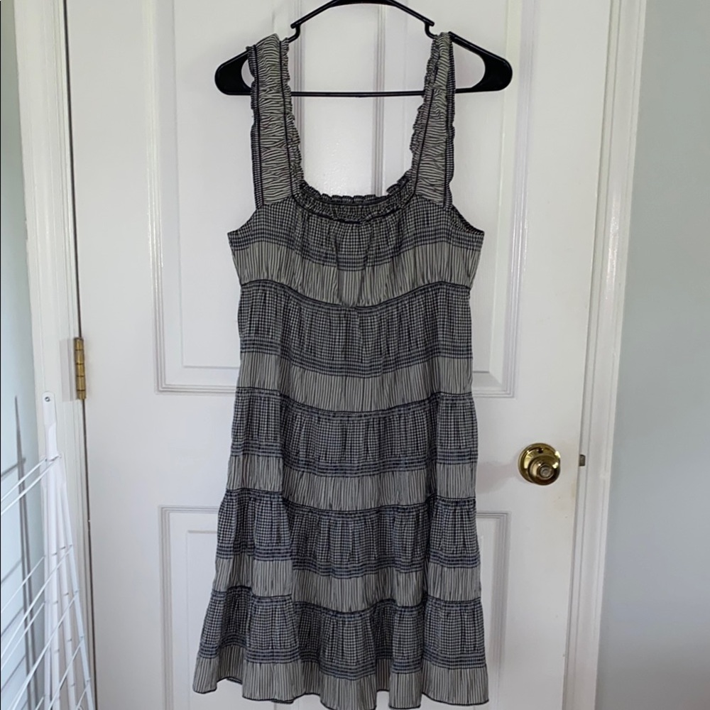 Max Studio Gray Tiered Ruffled Midi Dress